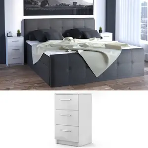 Monck 3 Drawer Bedside Table High-Gloss White