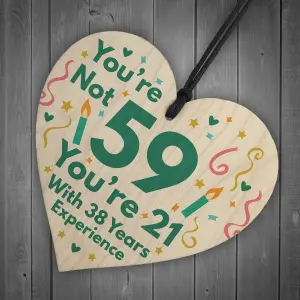 Red Ocean Funny Birthday Gifts Novelty 59th Birthday Gift Wooden Heart Sign Funny Birthday Card