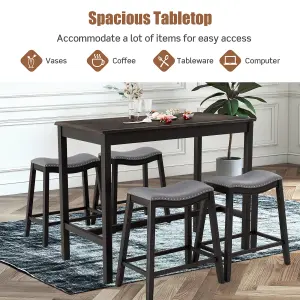 Costway 5PCS Dining Table Set Kitchen Counter Height Table with 4 Upholstered Stools