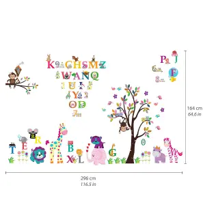 Walplus Combo Kids Happy Animals - Numbering - Alphabets Wall Sticker PVC