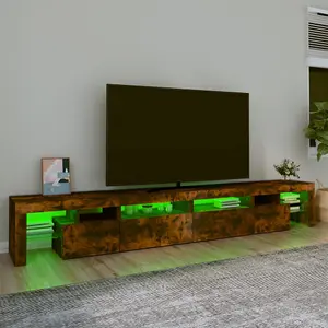 Berkfield TV Cabinet with LED Lights Smoked Oak 260x36.5x40 cm