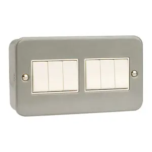 Click Scolmore Metal Clad Plate Light Switch 6 Gang 2 Way 10A - CL105