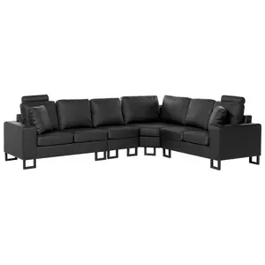 Corner Sofa STOCKHOLM Black Leather Left Hand