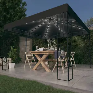 Berkfield Gazebo with LED String Lights 3x3 m Anthracite