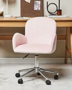 Beliani Scandinavian Desk Chair Velvet Pink PRIDDY