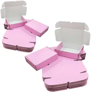 50 x Shiny Pink ( 12" x 9" x 4") Coloured Cardboard Postal Shipping Mailing Die Cut Boxes