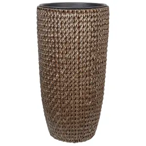 Set of 2 Plant Pots CEDRUS PE Rattan Brown