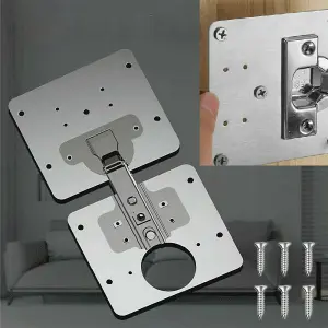 Nes Home Rust-Resistant Cupboard Hinge Repair Plate, 2 Plate + 12 Screws