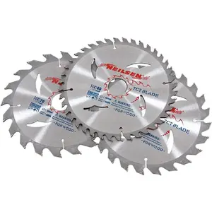 Neilsen 3pc Tct Circular Mitre Saw Blade Blades 185mm Set For Wood