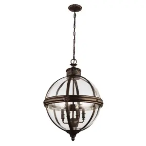 Luminosa Adams 4 Light Ceiling Chandelier Pendant Light British Bronze, E14