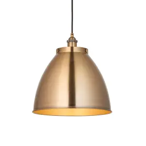 Luminosa Franklin Single Pendant Ceiling Lamp, Antique Brass Plate