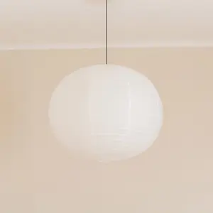 ValueLights Isla White Paper Globe Ball Dome Easy Fit Ceiling 60cm Lamp Shade with LED Bulb