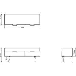 Linear Ready assembled White oak effect Media unit with 2 drawers, (H)128cm x (W)51.5cm x (D)39.5cm