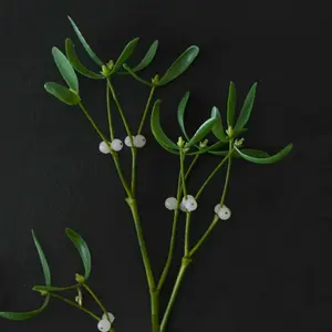 Bloom Artificial Single Mistletoe Stem - Faux Fake Silk Flower Indoor Home Decoration Floral Arrangements - Measures L52cm