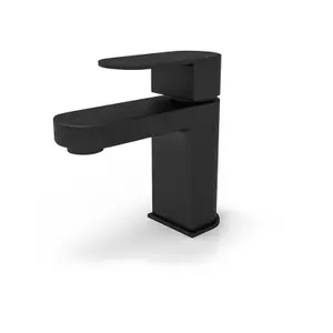 Nes Home Cloakroom Mono Basin Sink Mixer Tap Matte Black Brass Faucet and Waste