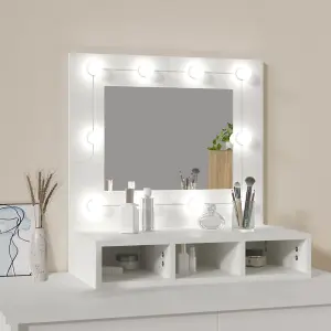 Berkfield Mirror Cabinet with LED White 60x31.5x62 cm