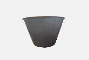 Recycled Plastic Planter Pot - 12" Wood Black Copper