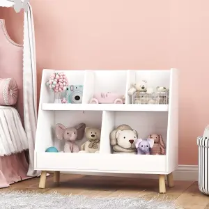 Costway 5-Cube Kids Bookshelf and Toy Organizer Wooden Storage Bookcase w/ Wood Legs