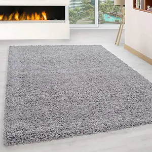 Abaseen 60x110 cm Silver Shaggy Rug - Soft Touch Thick Pile Modern Rugs - Washable Area Rugs for Home and Office