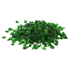 Teamson Home 4kg Tempered Fire Glass, Lava Rocks for Outdoor Gas Fire Pit, Garden Accessories  - Green