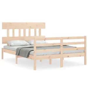 Berkfield Bed Frame with Headboard Double Solid Wood