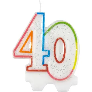 Amscan 40th Birthday Candle Multicoloured (One Size)