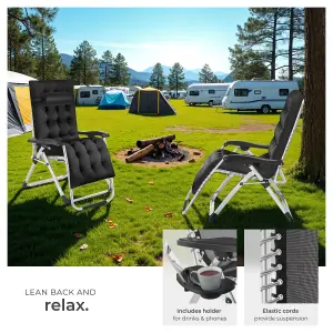 Sun Lounger Cloud - folding, adjustable backrest and footrest - black