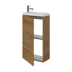 GoodHome Imandra Walnut effect Single Freestanding Bathroom Cloakroom unit (H) 790mm (W) 440mm