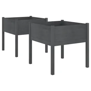 Berkfield Garden Planters 2 pcs Grey 70x70x70 cm Solid Pinewood