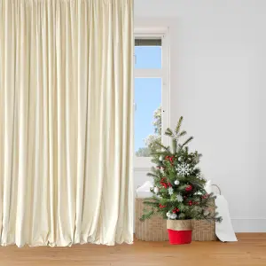 Ivory Velvet Backdrop Curtain Wrinkle-Free Polyester Fabric Background with Drapes, 3x6 Metres