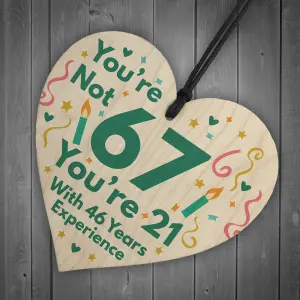 Red Ocean Funny Birthday Gifts Novelty 67th Birthday Gift Wooden Heart Sign Funny Birthday Card