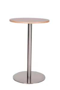 Daniella Round Brushed Table Base Round Laminate Top Medium Poseur Beech 600mm diameter Round