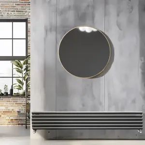 Kensington Grey Double Horizontal Radiator - 350x1800mm