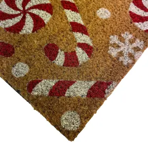 Christmas Multicolour Candy Cane Door mat, 57cm x 40cm