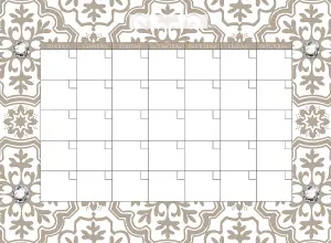 Wallpops White & Grey Kolkata Self-Adhesive Monthly Calendar With Jewels & Marker