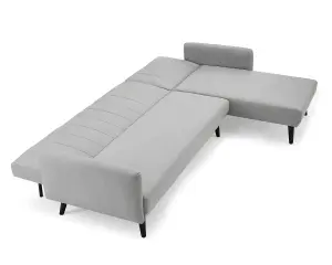 Clinton Light Grey Fabric L Shape Sofa Bed