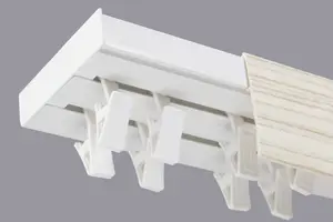 Double Curtain Ceiling Rail Track PCV 200 cm (L) CLIPS + BLEACHED COVER