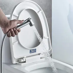 Bidet Sprayer Attachment for Toilet UK, Handheld Muslim Shower for Toilet with Hose and Holder, Chrome, Silver M20282