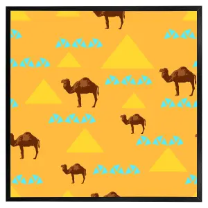 Pattern with camels (Picutre Frame) / 30x30" / Black