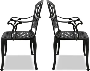 Centurion Supports Positano 2-Large Garden and Patio Bistro Chairs with Armrests in Cast Aluminium Black