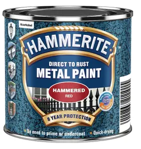 Hammerite Hammered Direct To Rust Metal Paint 250ml Red