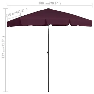 Berkfield Beach Umbrella Bordeaux Red 180x120 cm