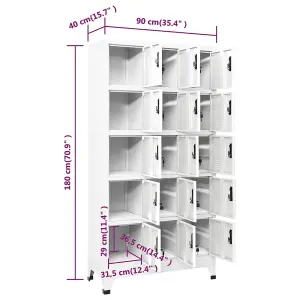 Berkfield Locker Cabinet White 90x40x180 cm Steel