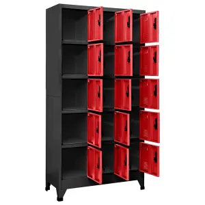 Berkfield Locker Cabinet Anthracite and Red 90x40x180 cm Steel