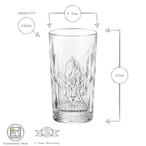 Bormioli Rocco - Bartender Stone Highball Glasses - 490ml - Pack of 4