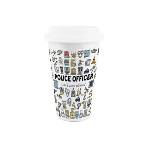 Police Officer Ceramic Travel Mug - Novelty Policeman/Policewoman Gifts/Presents - Double-Walled Insulated Drinks Flask Cup