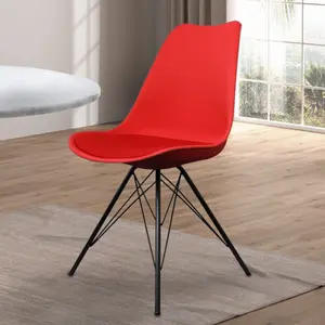 Soho Red Plastic Dining Chair with Black Metal Legs