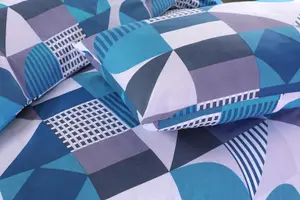 Scott Geometric Blue Double Duvet Cover Set