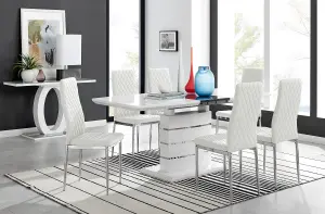 Renato 6 Extending Table And 8 White Milan Chairs