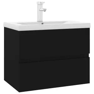 Berkfield Sink Cabinet with Built-in Basin Black Engineered Wood